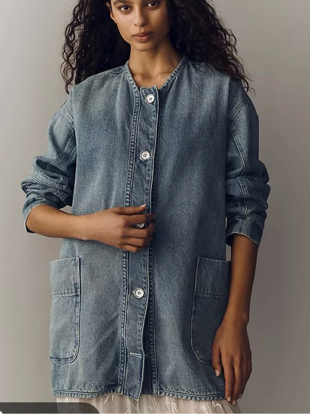 Anthropologie Pilcro Chore Washed Denim Button-Front Jacket